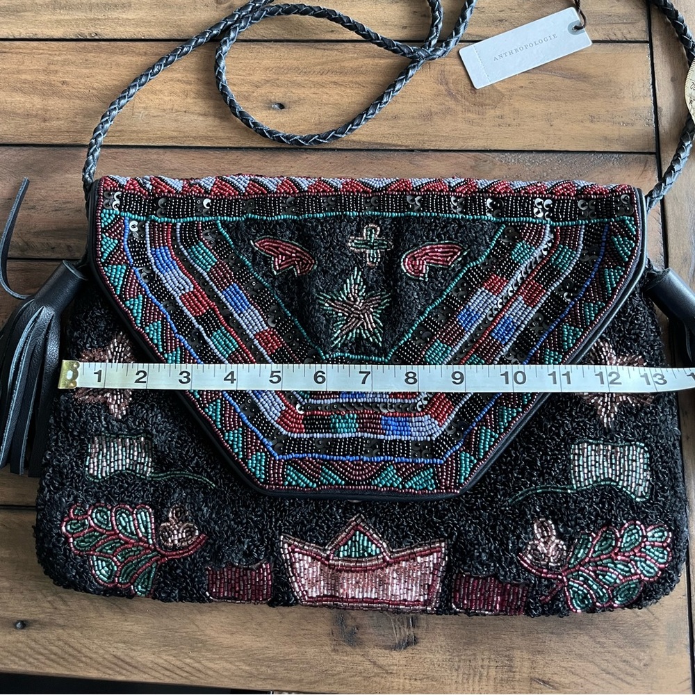 New Anthropologie Bohemian Beaded Shoulder Bag - Picture 7 of 8
